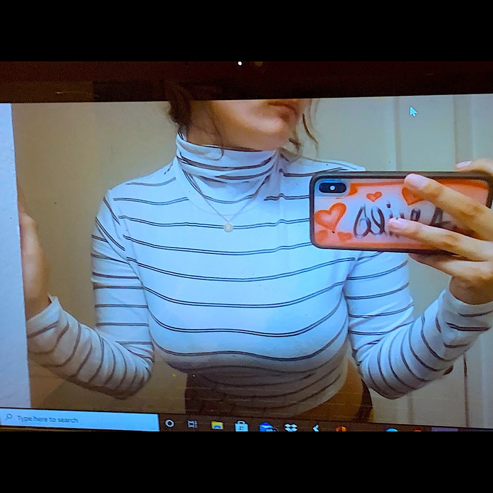 Garage Stripped Cropped Turtle Neck